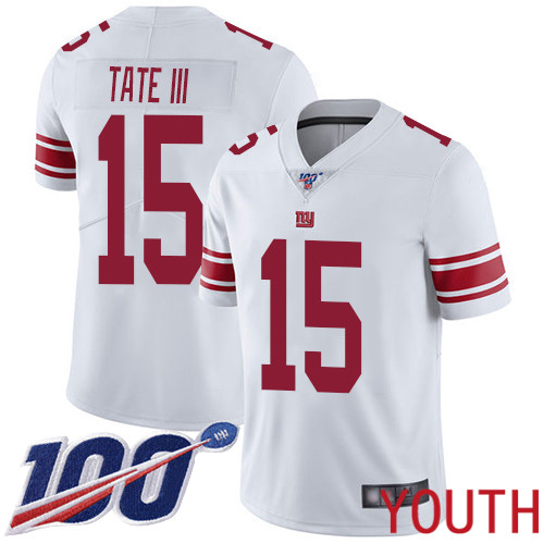 Youth New York Giants 15 Golden Tate III White Vapor Untouchable Limited Player 100th Season Football NFL Jersey